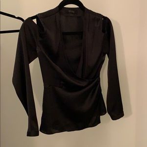 All Saints cold shoulder wrap blouse